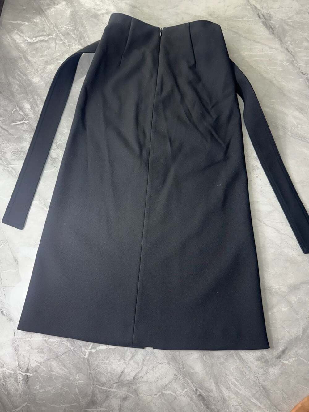 Mango MNG Black Belted Midi‎ Pencil Skirt with Back Slit Size XXS - Picture 2 of 13